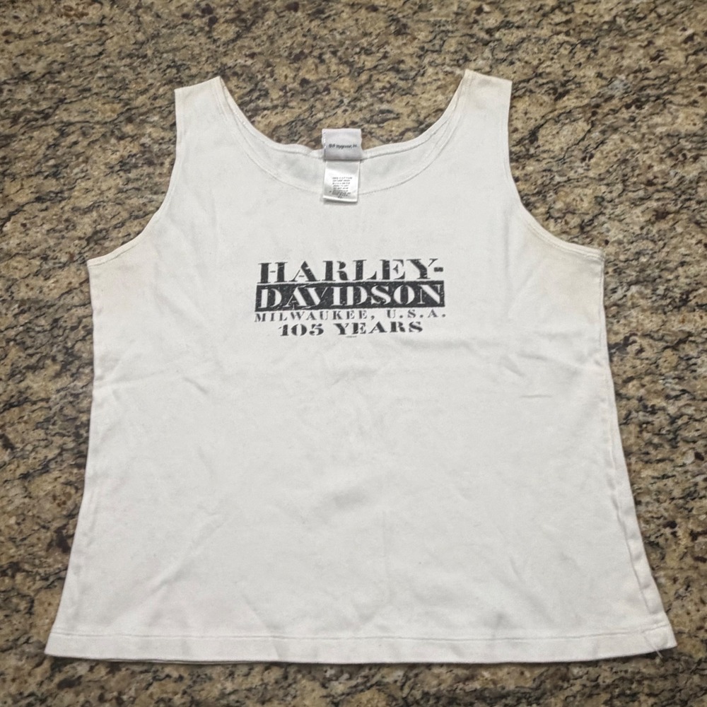 Harley-Davidson 105 Years Milwaukee USA White Tank Top XL Made in USA ws